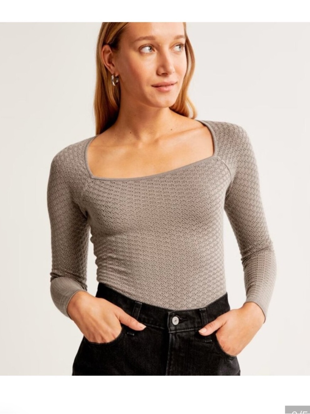Abercrombie & Fitch pointelle square neck light purple eyelet bodysuit